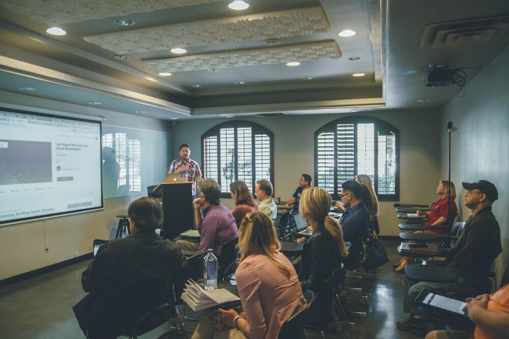 A seminar room during a presentation